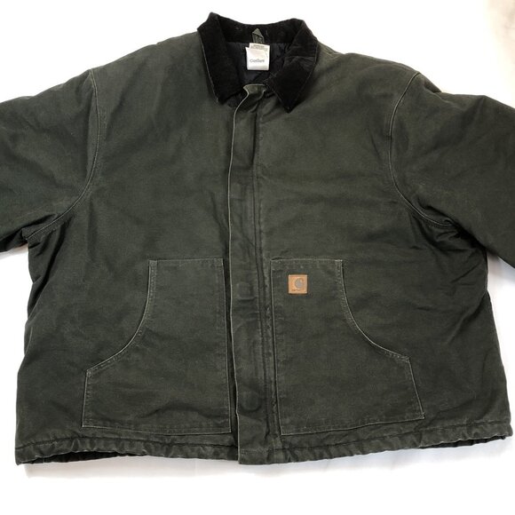 Carhartt Mens J22 MOS Green Traditional Canvas Jacket Artic Quilt Lined 4XL Tall - Picture 2 of 9